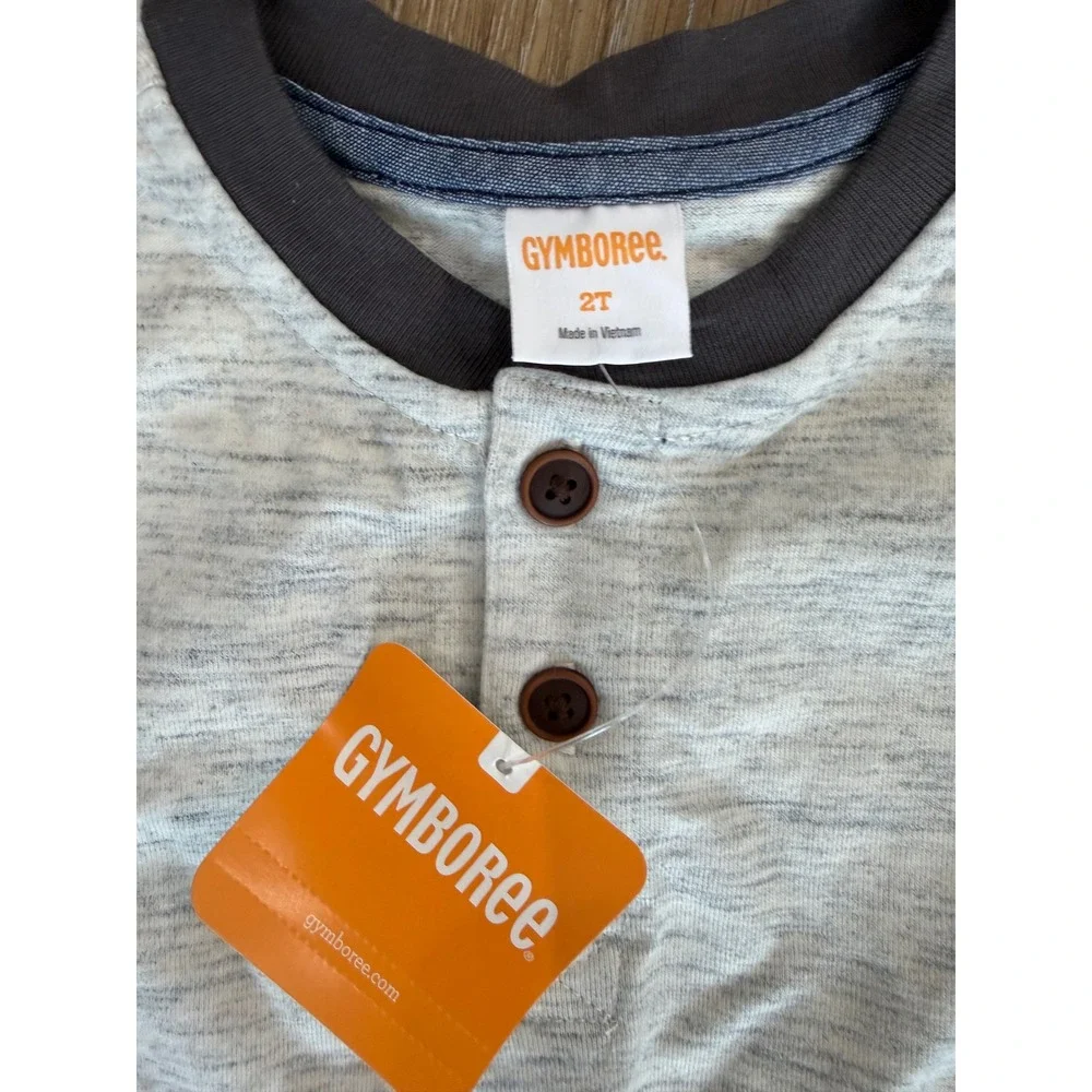 Gymboree Striped Henley Long Sleeve Shirt Bundle Kids 2T Navy Gray NWT 2pk